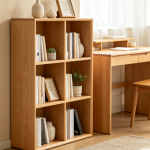 Nordic light wood open multi-tiered solid wood bookcase