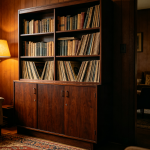 Vintage walnut wood bookcase