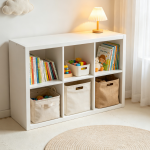 Japanese style low wooden bay window storage bookcase