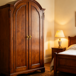Japanese unpainted solid wood sliding door wardrobe