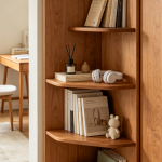 Narrow wall-mounted simple wooden bookcase